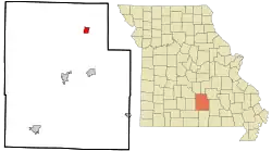 Location in Texas County and the state of Missouri.