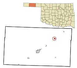Location in Texas County and Oklahoma