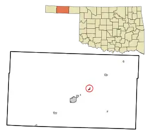 Location in Texas County and state of Oklahoma.