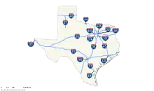 Map of interstate highways in Texas