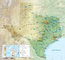 Geographic map of Texas