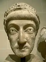 Bust of Eastern Roman Emperor Theodosius II (r. 408–450 AD); marble, 5th century AD