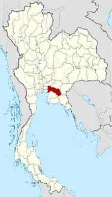 Map of Thailand highlighting Chachoengsao province