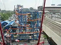 An overview of Soarin' Eagle's layout when it was located at Elitch Gardens