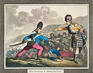 "The Advantage of Shifting the Leg", plate from Henry Angelo & Son's Hungarian and Highland Broadsword (1799).