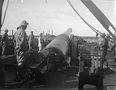 Loading a 381/40 on a monitor during the Battle of the Piave River, June 1918