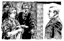 A drawing of miners confronting their manager during the strike was used for a School Journal Publication