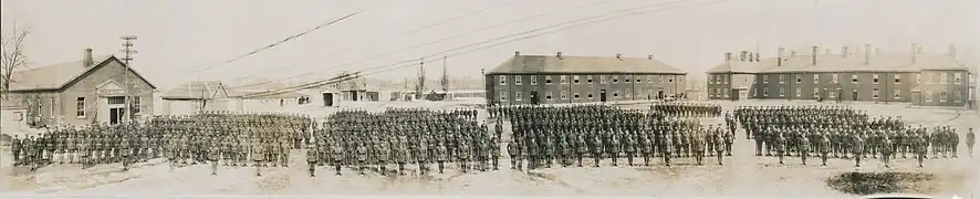 The Canadian Grenadier Guards standing in formation circa 1916