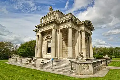Neoclassical columns and entablature of the Casino at the Marino House, near Dublin, Ireland, by William Chambers, 1758-1776