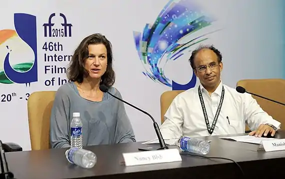 The Casting Director of films like Mission Impossible, Nancy Bishop addressing a press conference, at the 46th International Film Festival of India (IFFI-2015), in Panaji, Goa on November 23, 2015.jpg