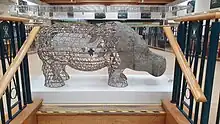 Sculpture of hippo made from recycled materials