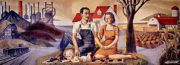 The Family, Industry and Agriculture (1939) by Harry Sternberg, in the old Ambler, Pennsylvania U.S. Post Office