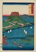 A print of Sakurajima by Hiroshige