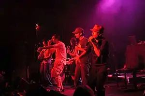 Performing live on stage at the Metro Theatre, October 2005.