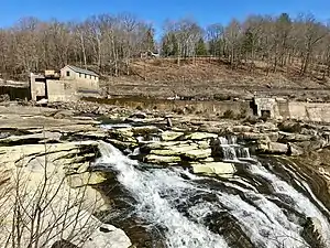 Housatonic River's Great Falls in Falls Village, Connecticut, seen from the Appalachian Trail.