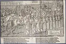 Plate 10. Sir Henry Sidney returns in triumph to Dublin Castle and is received by the Lord Mayor and Aldermen.