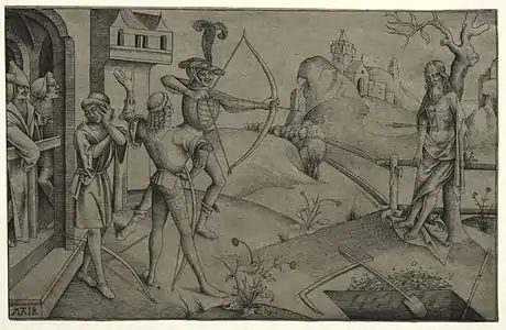 The Dead King and his Three Sons, signed engraving
