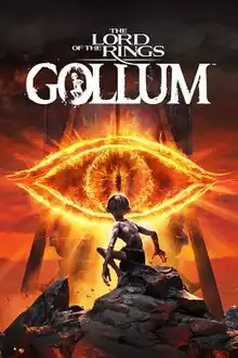 Front cover of the game showing Gollum facing the Eye of Sauron
