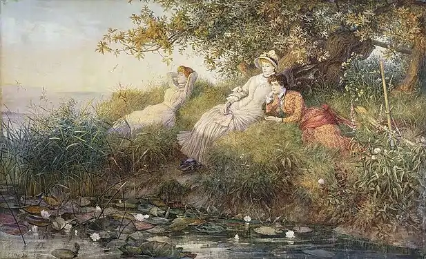 The Lotus Eaters (watercolour and pencil heightened with white, 75x122 cm), 1883
