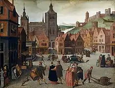 The Marketplace at Bergen op Zoom. Attributed to Abel Grimmer, 1590s. National Gallery of Art, Washington.
