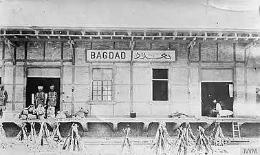 Indian troops guarding Baghdad railway station.