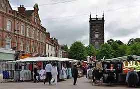 St Modwen's Church and the market place in Burton upon Trent
