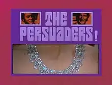 Series title with images of title characters and girl's neck with a diamond necklace