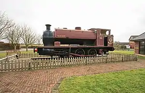 A restored  Hudswell Clarke 0-6-0, now named "The Pilling Pig", on display at Pilling in 2009
