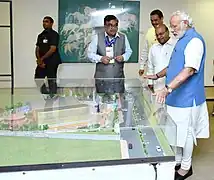 Narendra Modi laying the foundation stone in 2016