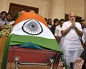 Prime Minister Narendra Modi pays tributes to the mortal remains of J. Jayalalithaa