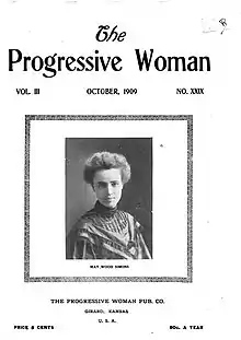 Cover of The Progressive Woman, October 1909, featuring May Wood Simons.