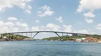 The Queen Juliana Bridge over St. Anna Bay in Willemstad, Curaçao