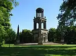 The Rockingham Mausoleum including obelisks and railed enclosure