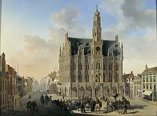 The Town Hall of Oudenaarde, by Pierre François Poelman, 1824
