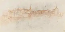 Drawing of the Château d'Amboise (c. 1518) attributed to Francesco Melzi, a friend who was with Leonardo da Vinci at the end of his life
