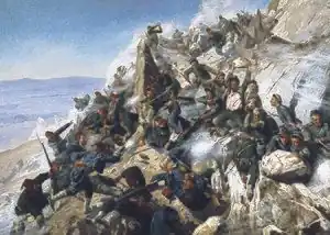The Defence of the Eagle's Nest, painting by Alexey Popov from 1893, depicting the Defence of Shipka Pass