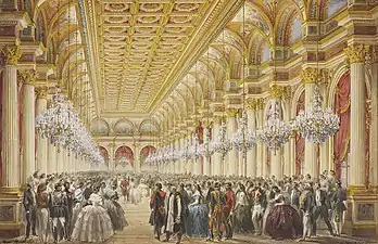 Max Berthelin, The salle des fêtes of the Hotel de Ville of Paris for the visit of queen Victoria on 23 August 1855.