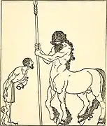 Peleus entrusting his son Achilles to Chiron