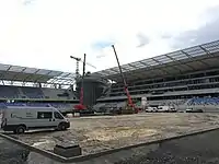 The national stadium during construction in 2018