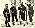 Soldiers from the West in the 4th infantry photographed by Mathew Brady