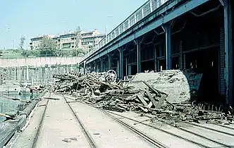 Kameruka's remains after being pulled from the harbour by grab dredge.