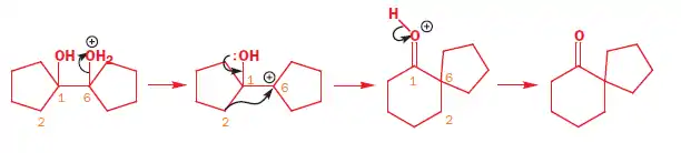 The synthesis of a spiro-keto compound form a symmetrical diol