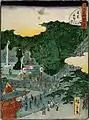 ukiyoe by Hiroshige depicting the Meguro Fudō