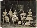 Thelma Ready's Orchestra performing at Hotel Australia c1928. Musicians include: Alice Organ/Dolphin, Kath McCall, Thelma Ready, Lena Sturrock, and Lilian Stender.