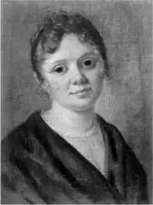 Painting of an 18-year old woman looking at the viewer