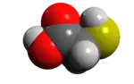 Space-filling model of thioglycolic acid