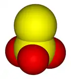 A space-filling model of the thiosulfate anion