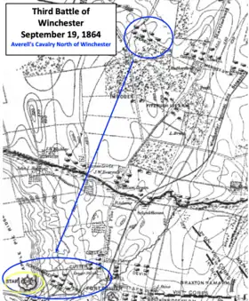 map showing troop movement at Winchester from north to the Star Fort