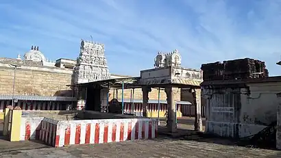 temple tank in front of the gateway tower