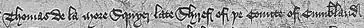 Scan of de la More's name and title extracted from  a contemporary document